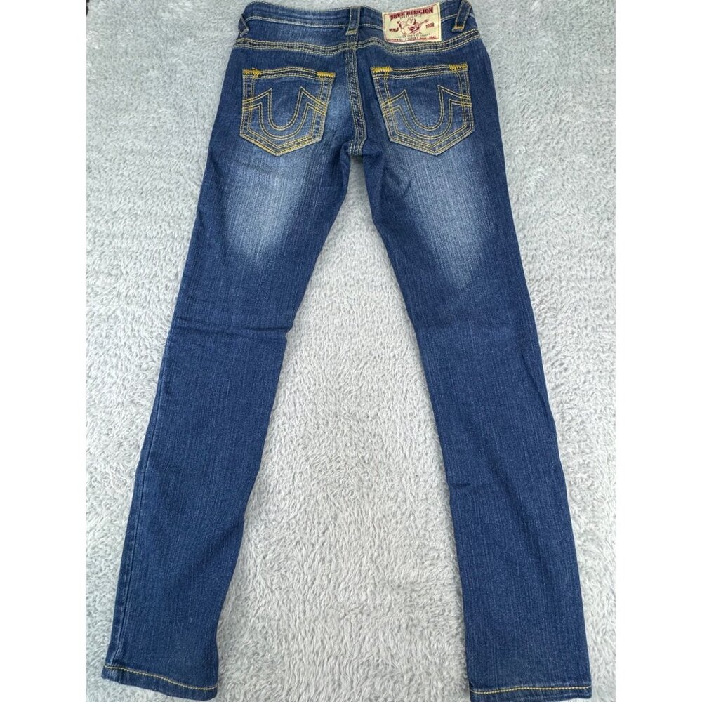 True Religion Billy Super T Womens 29 Jeans USA Blue Denim Orange Stitch NWOT - Picture 10 of 16